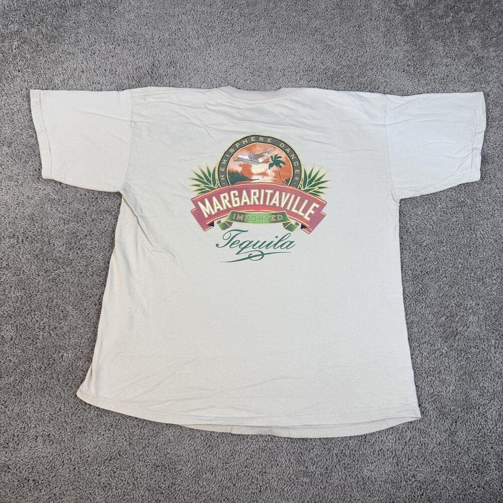 Vintage Margaritaville Tequilla Shirt Mens XL Beige Back Graphic Cotton Logo